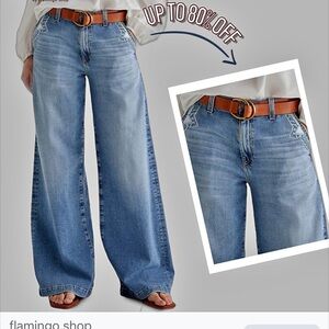 Flamingals Wide Leg Mid Rise Jeans